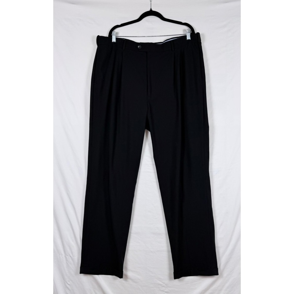 Roundtree & Yorke Lotx2 Dress Pants Black Navy 42x32 Pleated Cuffed Professional - Picture 2 of 15